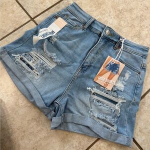 Distressed Denim Mom Shorts